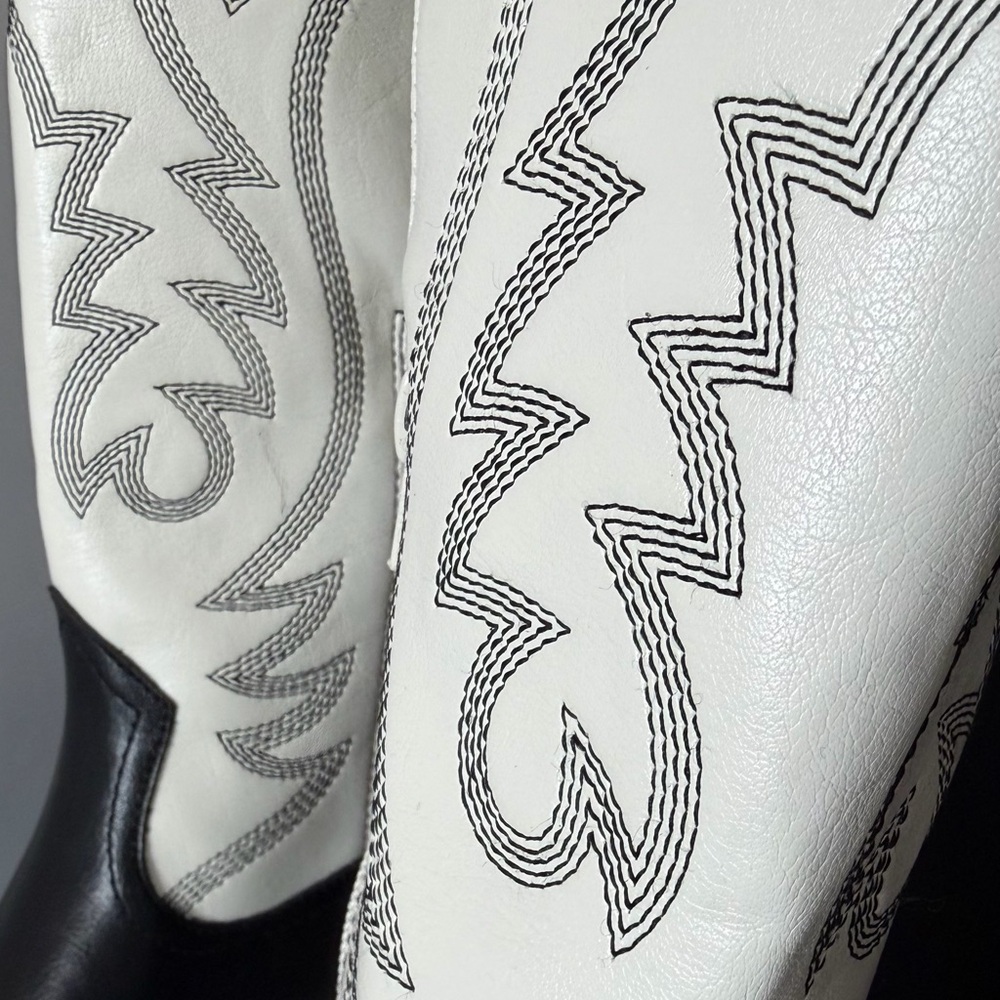 Indigo Black and White Heeled Boots - Picture 2 of 5